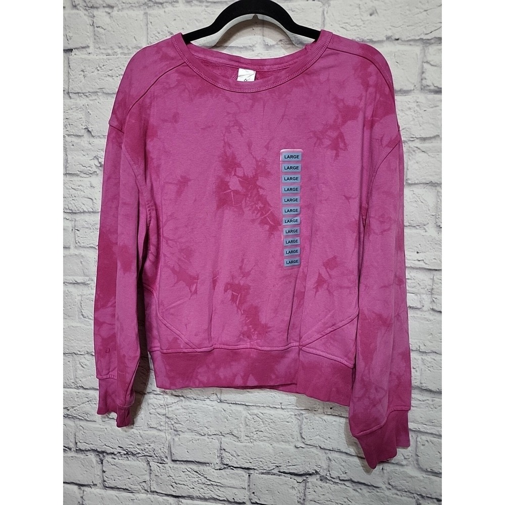 Member's Mark Womens Tropical Pink Tie Dye Relaxed Fit‎ Sweatshirt Large NWT